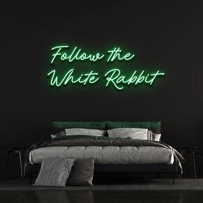 FOLLOW THE WHITE RABBIT - LED NEON SIGN-Neonsigns-45 x 90 cm-Green-Neon Brothers