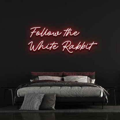 FOLLOW THE WHITE RABBIT - LED NEON SIGN-Neonsigns-45 x 90 cm-Red-Neon Brothers