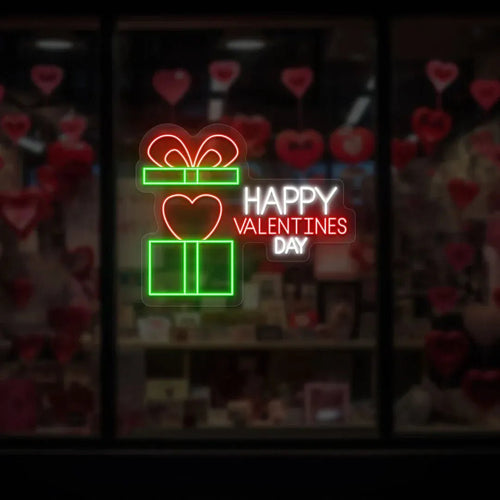 Gift Box Valentine Neon Sign – LED Light for Valentine's Day, Romantic Décor, Gift Box Neon Sign for Home, Office, and Parties - Neon Brothers
