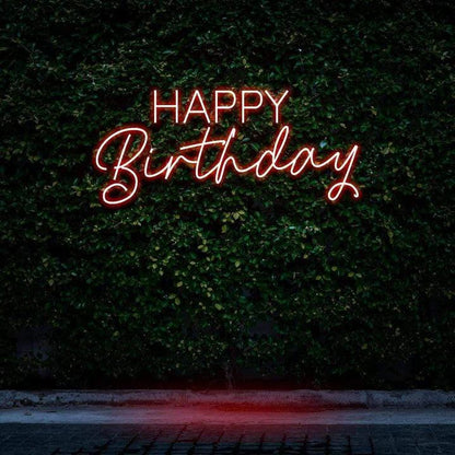 "HAPPY BIRTHDAY" NEON SIGN-Neonsigns-Red-45 x 90 cm-Cut to Shape-Neon Brothers