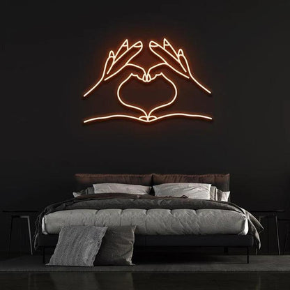 HEART HANDS - LED NEON SIGN-Neonsigns-45 x 90 cm-Orange-Neon Brothers