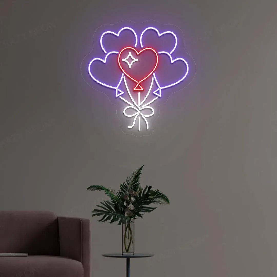 Heart Shape Balloons Neon Sign – LED Neon Light for Valentine's Day, Weddings & Parties - Neon Brothers