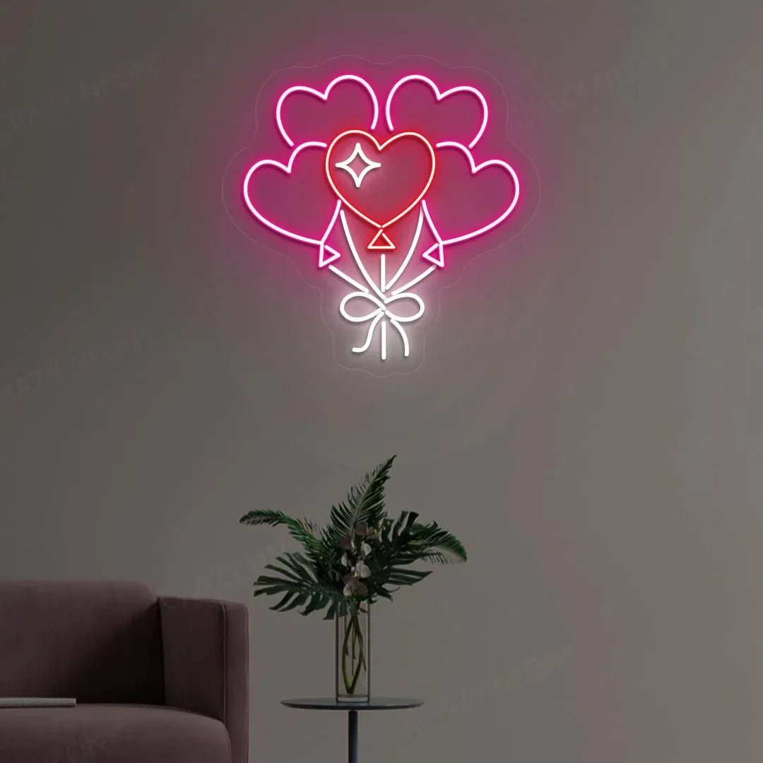 Heart Shape Balloons Neon Sign – LED Neon Light for Valentine's Day, Weddings & Parties - Neon Brothers