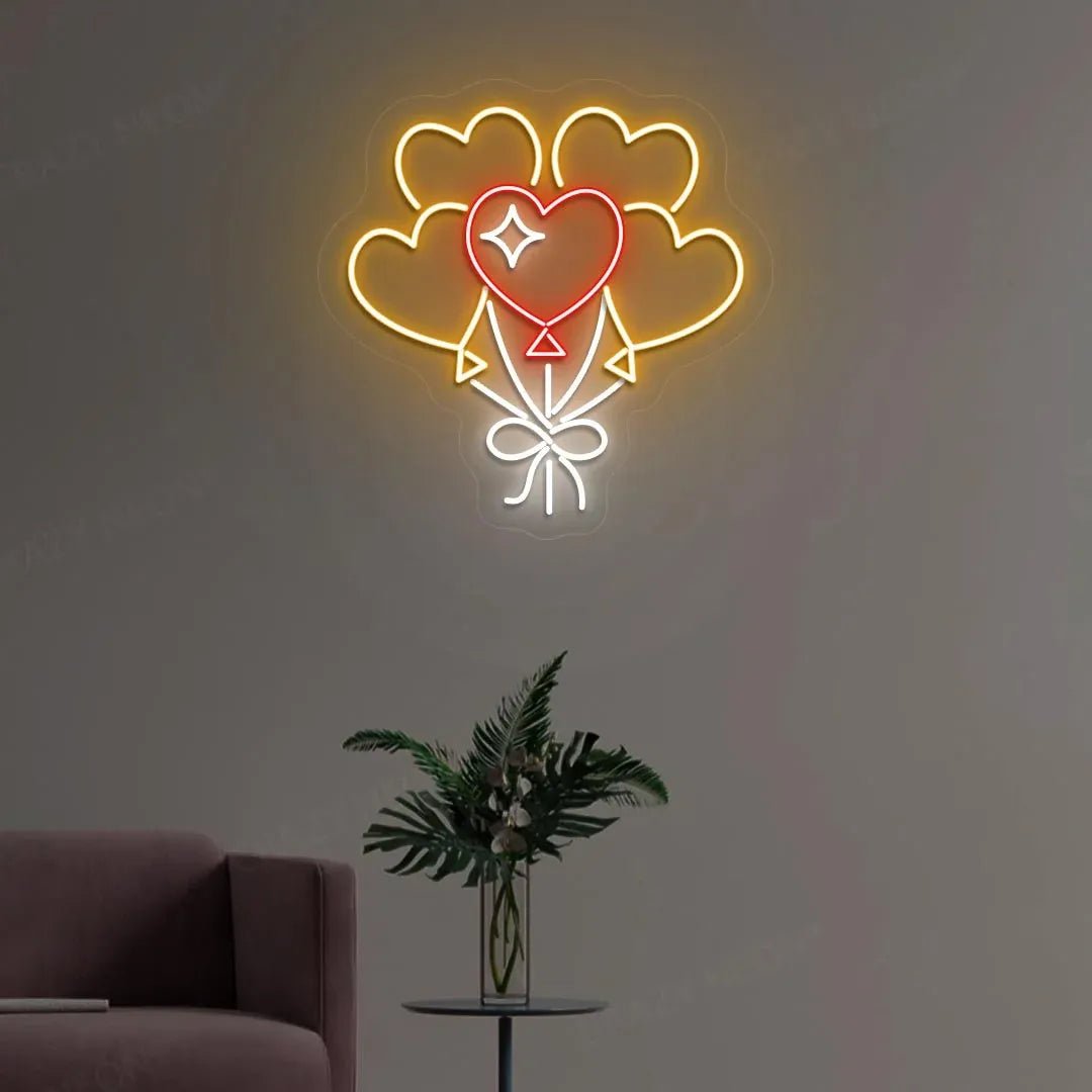 Heart Shape Balloons Neon Sign – LED Neon Light for Valentine's Day, Weddings & Parties - Neon Brothers