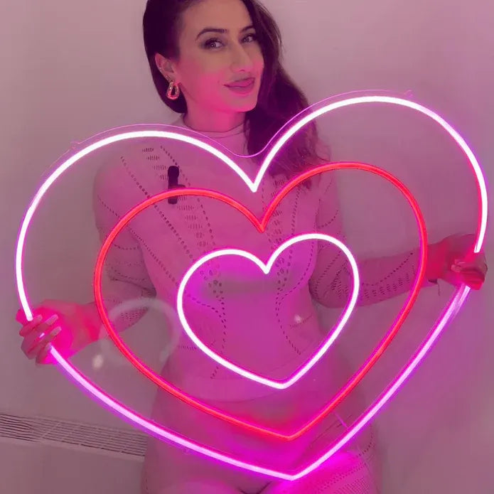 Romantic Hearts Neon Sign – 50 CM LED Wall Light for Home, Bedroom, Wedding, Party, and Valentine's Day Décor