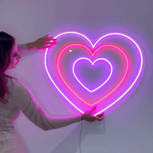 Romantic Hearts Neon Sign – 50 CM LED Wall Light for Home, Bedroom, Wedding, Party, and Valentine's Day Décor