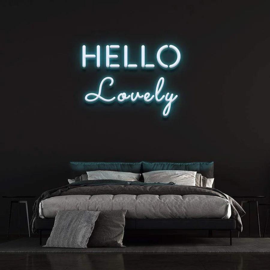 'hello lovely ' Neon Sign-Neonsigns-45 x 90 cm-Ice Blue-Neon Brothers