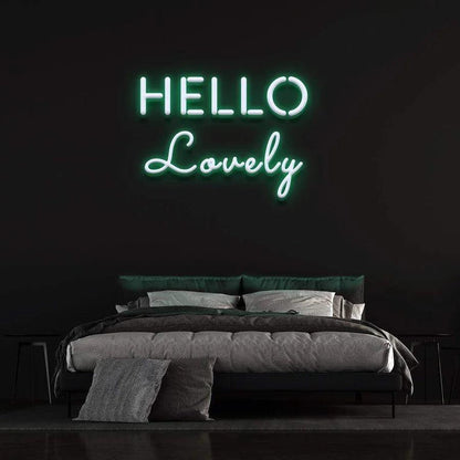 'hello lovely ' Neon Sign-Neonsigns-45 x 90 cm-Light Green-Neon Brothers