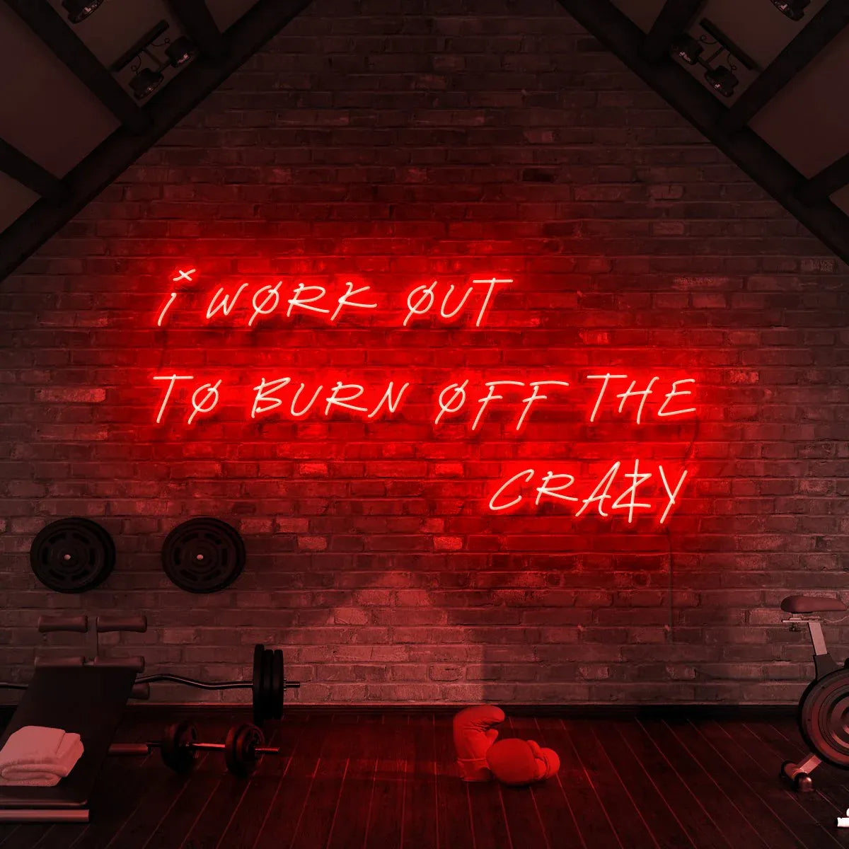 I Work Out to Burn Off The Crazy Neon Sign | Motivational LED Light for Fitness, Gym, Home & Office