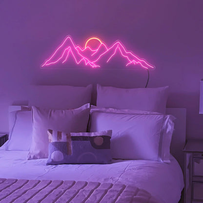 Mountain Neon Sign – LED Mountain Wall Art for Adventure Lovers & Cozy Decor