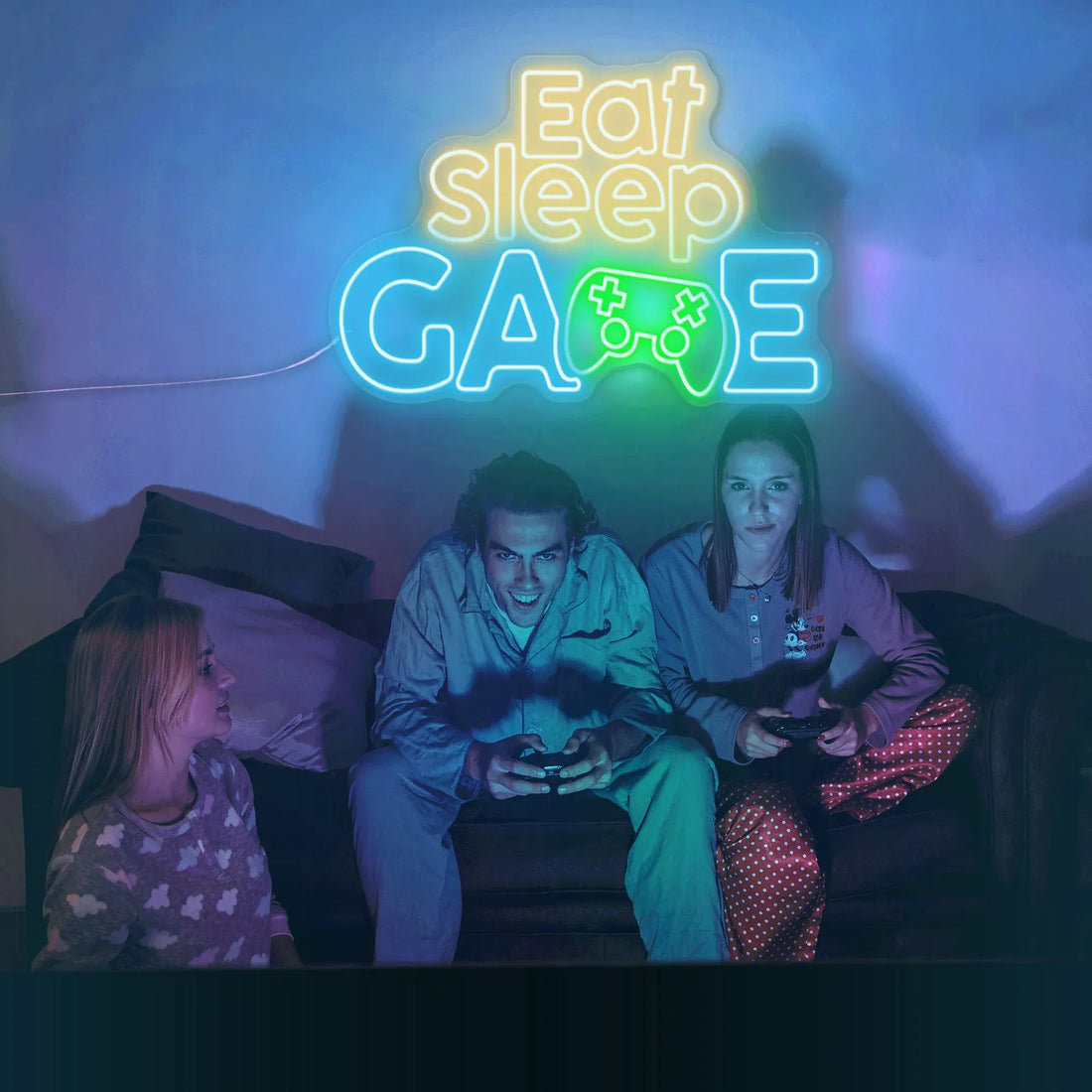'Eat Sleep Game' Neon Sign for Gaming Rooms