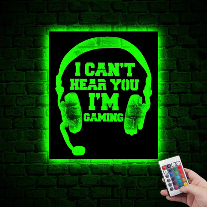 I Can't Hear You I'm Gaming Neon LED Wall Sign | Gamer Headset, Game Zone Sign, Gamer Name Sign | Game Room Decor