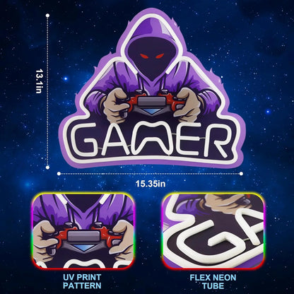 Gamer Neon Sign – UV Print & Silicone Neon Light