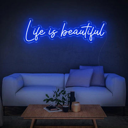 LIFE IS BEAUTIFUL - LED NEON SIGN-Neonsigns-45 x 90 cm-Blue-Neon Brothers