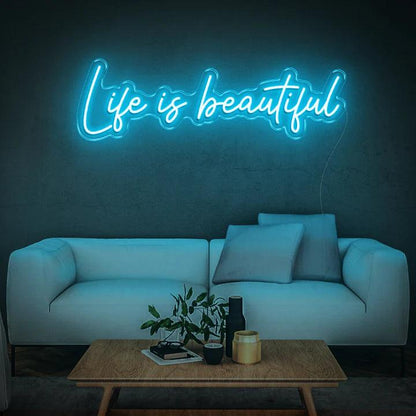 LIFE IS BEAUTIFUL - LED NEON SIGN-Neonsigns-45 x 90 cm-Ice Blue-Neon Brothers