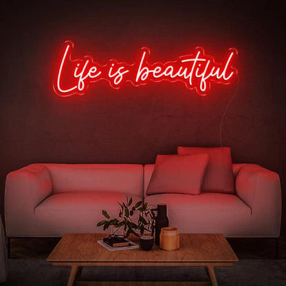 LIFE IS BEAUTIFUL - LED NEON SIGN-Neonsigns-45 x 90 cm-Red-Neon Brothers