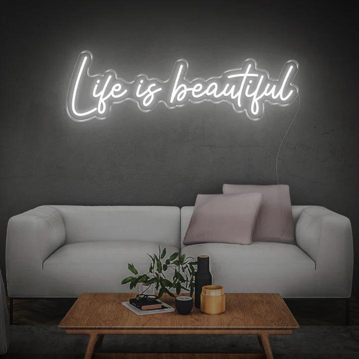 LIFE IS BEAUTIFUL - LED NEON SIGN-Neonsigns-45 x 90 cm-White-Neon Brothers