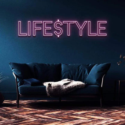 "LIFESTYLE" NEON SIGN-Neonsigns-45 x 90 cm-Pink-Cut to Shape-Neon Brothers