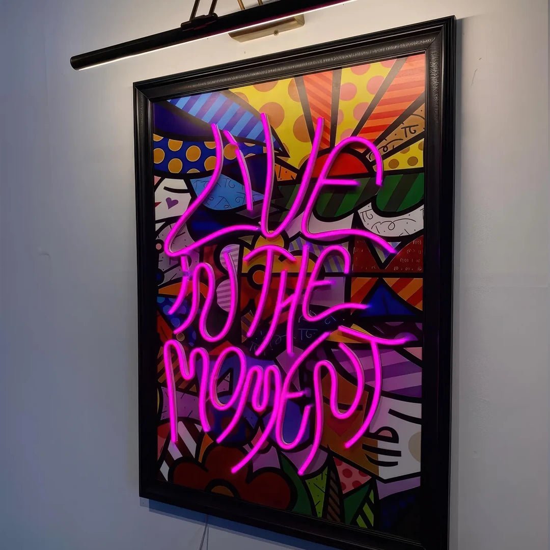 Live In The Moment Neon Painting – A Bold & Inspiring Glow for Any Space - Neon Brothers