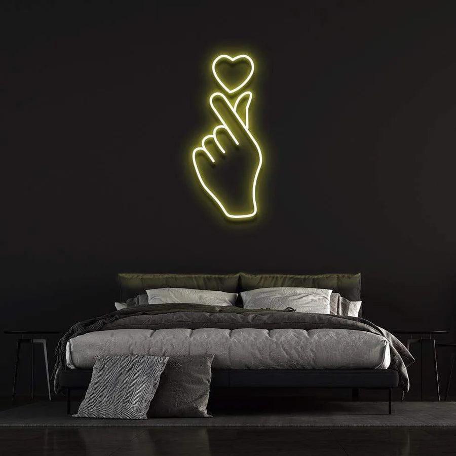 'LOVE AT YOUR FINGERTIPS' Neon Sign-Neonsigns-45 x 90 cm-Yellow-Neon Brothers