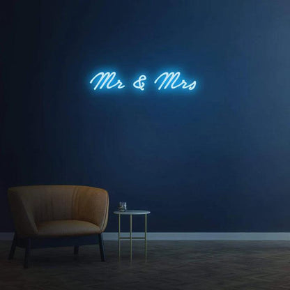 Mr & Mrs - LED Neon Sign-Neonsigns-Ice Blue-45 x 90 cm-Neon Brothers