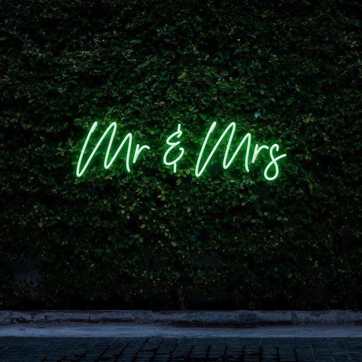 "MR & MRS" NEON SIGN-Neonsigns-45 x 90 cm-Green-Cut to Shape-Neon Brothers