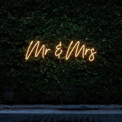 "MR & MRS" NEON SIGN-Neonsigns-45 x 90 cm-Orange-Cut to Shape-Neon Brothers