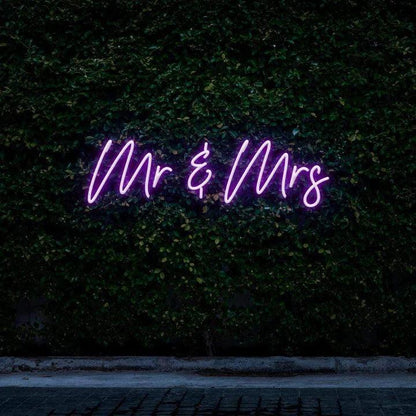 "MR & MRS" NEON SIGN-Neonsigns-45 x 90 cm-Purple-Cut to Shape-Neon Brothers