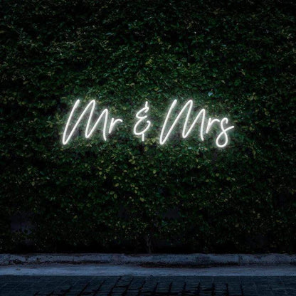 "MR & MRS" NEON SIGN-Neonsigns-45 x 90 cm-White-Cut to Shape-Neon Brothers