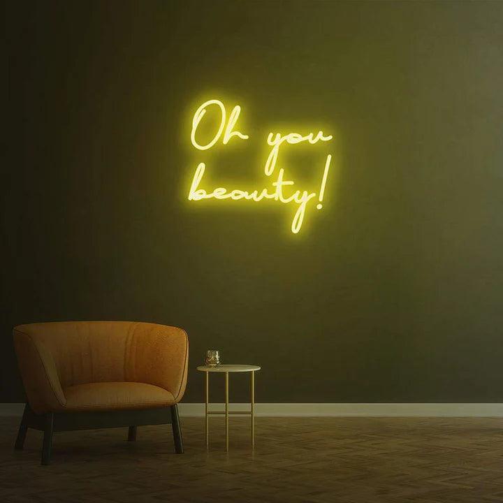 Oh you beauty - LED Neon Sign-Neonsigns-45 x 90 cm-Yellow-Neon Brothers