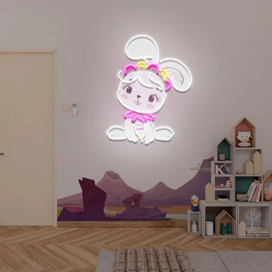 Personalized Baby Rabbit Girl Neon Sign – A Magical Glow for Little Ones - Neon Brothers