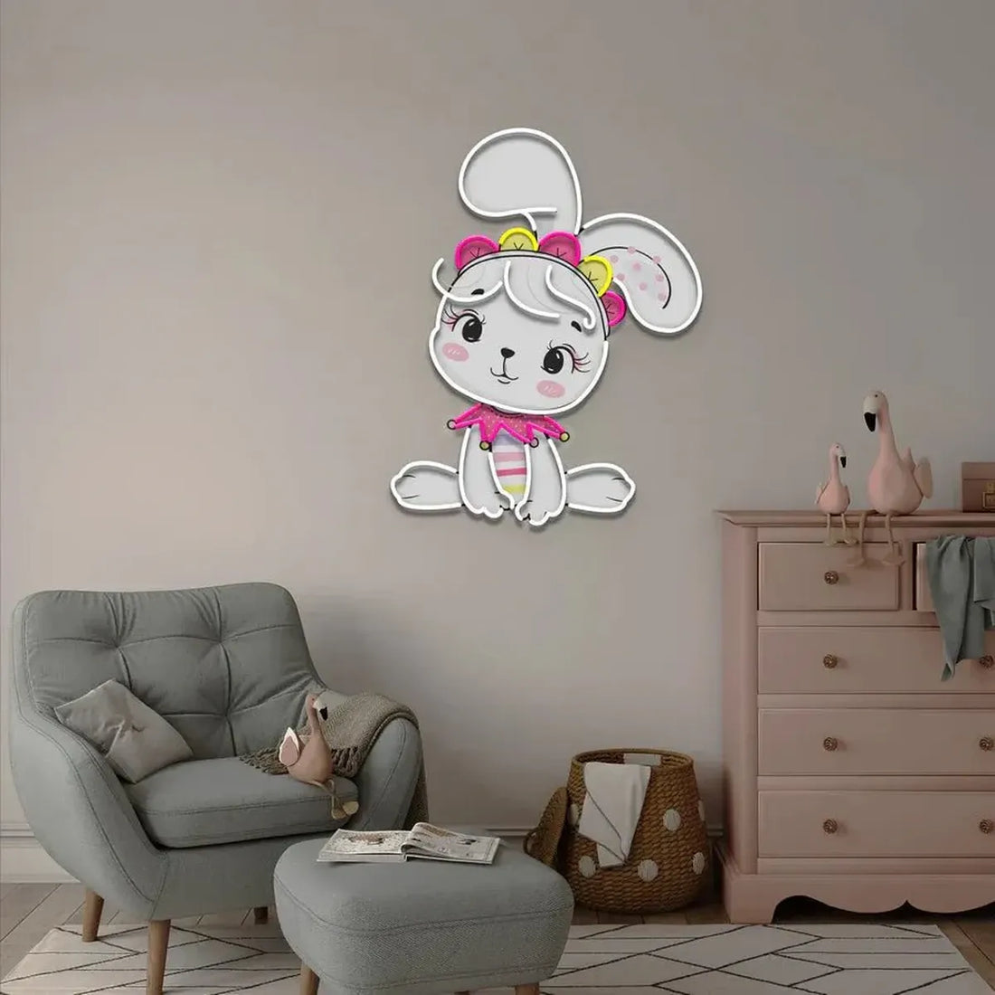 Personalized Baby Rabbit Girl Neon Sign – A Magical Glow for Little Ones - Neon Brothers
