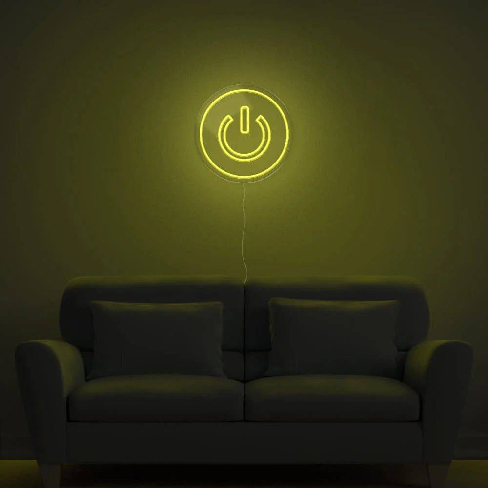 Power Button Neon Sign – LED Neon Light for Modern Home & Office Decor