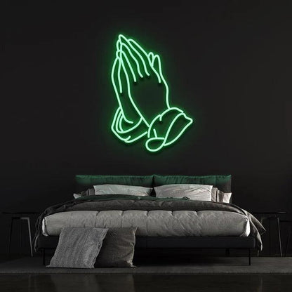 PRAYING HANDS - LED NEON SIGN-Neonsigns-45 x 90 cm-Green-Neon Brothers