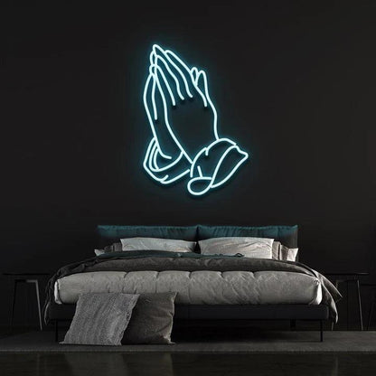 PRAYING HANDS - LED NEON SIGN-Neonsigns-45 x 90 cm-Ice Blue-Neon Brothers