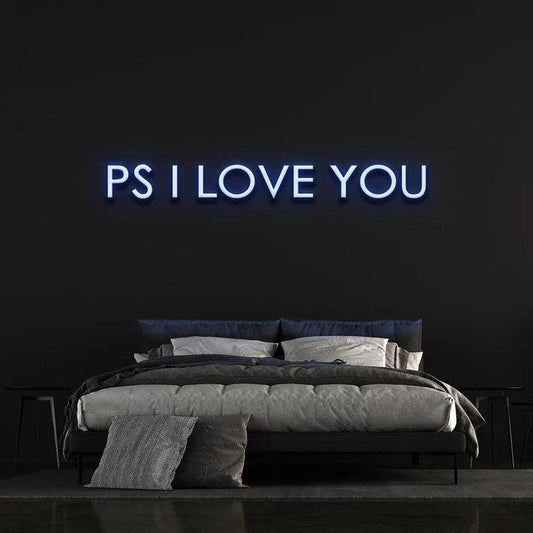 P.S I LOVE YOU - LED NEON SIGN-Neonsigns-45 x 90 cm-Blue-Neon Brothers