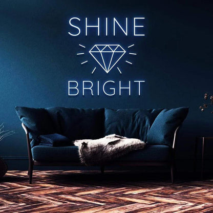 "SHINE BRIGHT LIKE A DIAMOND" NEON SIGN-Neonsigns-45 x 90 cm-Blue-Cut to Shape-Neon Brothers