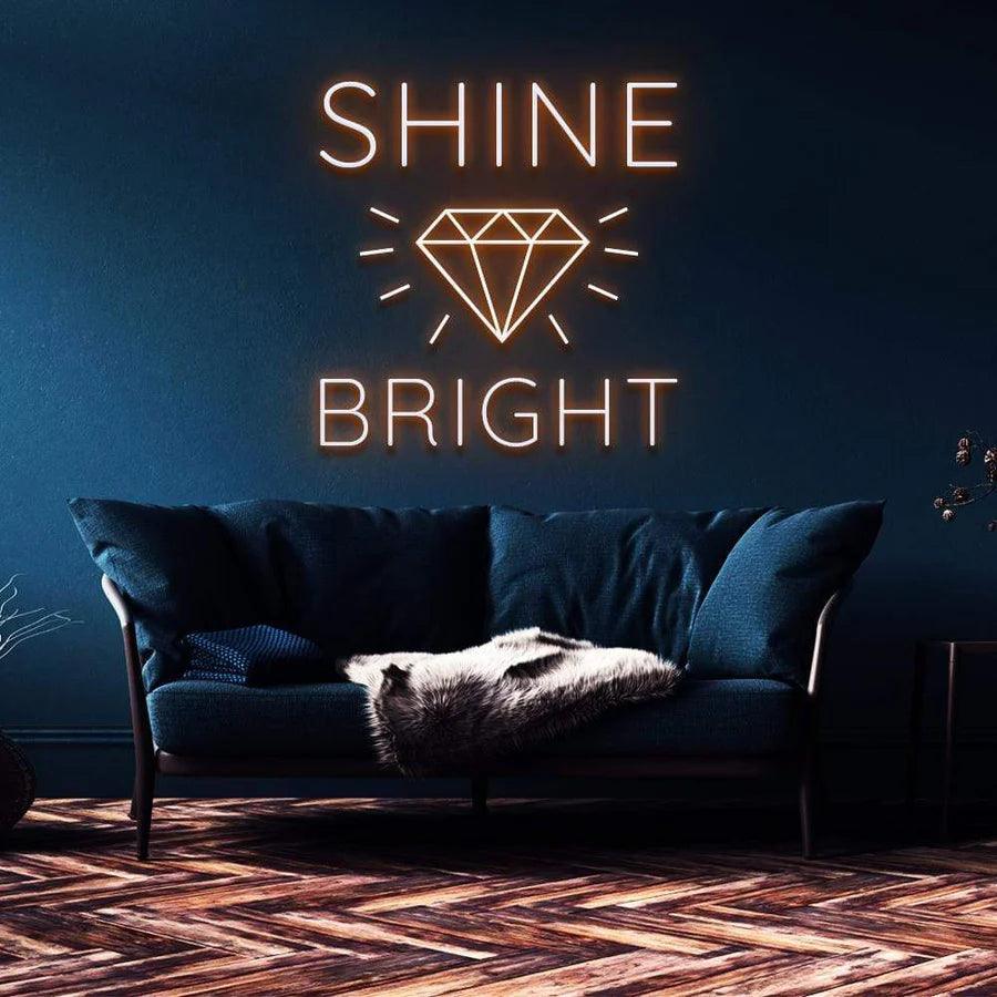 "SHINE BRIGHT LIKE A DIAMOND" NEON SIGN-Neonsigns-45 x 90 cm-Orange-Cut to Shape-Neon Brothers