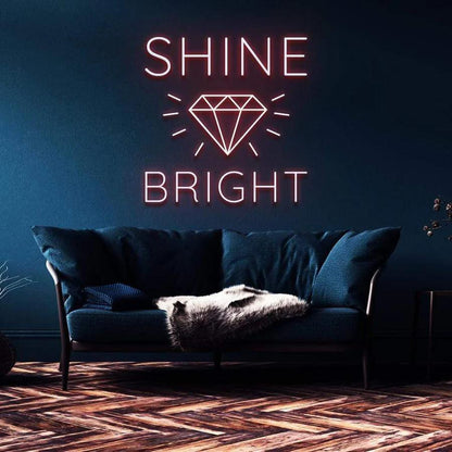 "SHINE BRIGHT LIKE A DIAMOND" NEON SIGN-Neonsigns-45 x 90 cm-Red-Cut to Shape-Neon Brothers