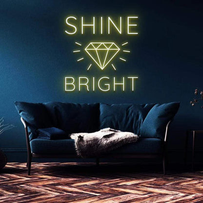 "SHINE BRIGHT LIKE A DIAMOND" NEON SIGN-Neonsigns-45 x 90 cm-Yellow-Cut to Shape-Neon Brothers