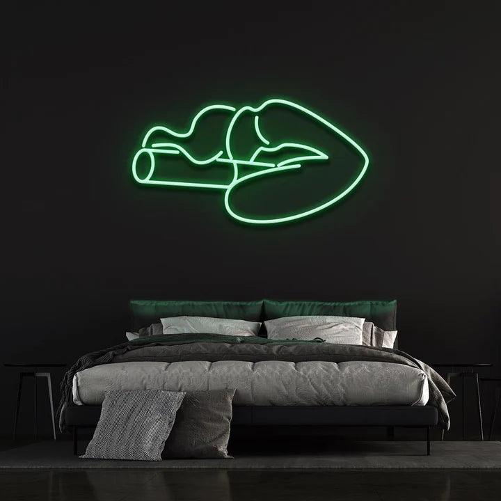 SMOKING LIPS - LED NEON SIGN-Neonsigns-45 x 90 cm-Green-Neon Brothers