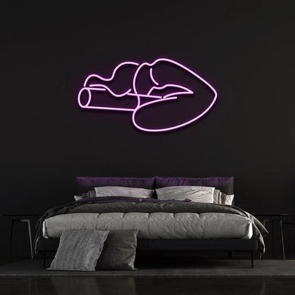 SMOKING LIPS - LED NEON SIGN-Neonsigns-45 x 90 cm-Purple-Neon Brothers