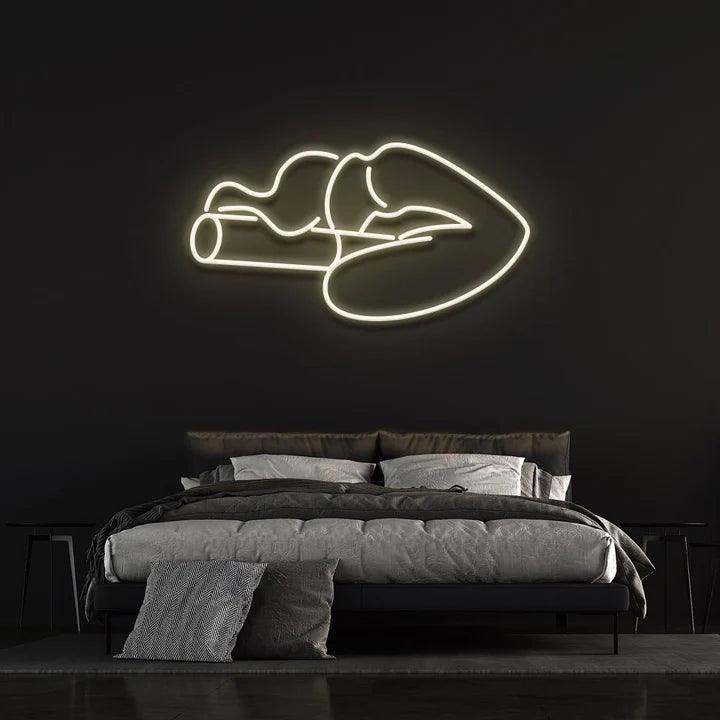 SMOKING LIPS - LED NEON SIGN-Neonsigns-45 x 90 cm-Warm White-Neon Brothers