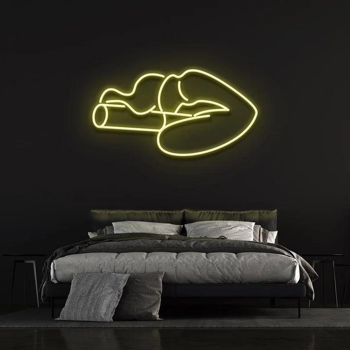 SMOKING LIPS - LED NEON SIGN-Neonsigns-45 x 90 cm-Yellow-Neon Brothers