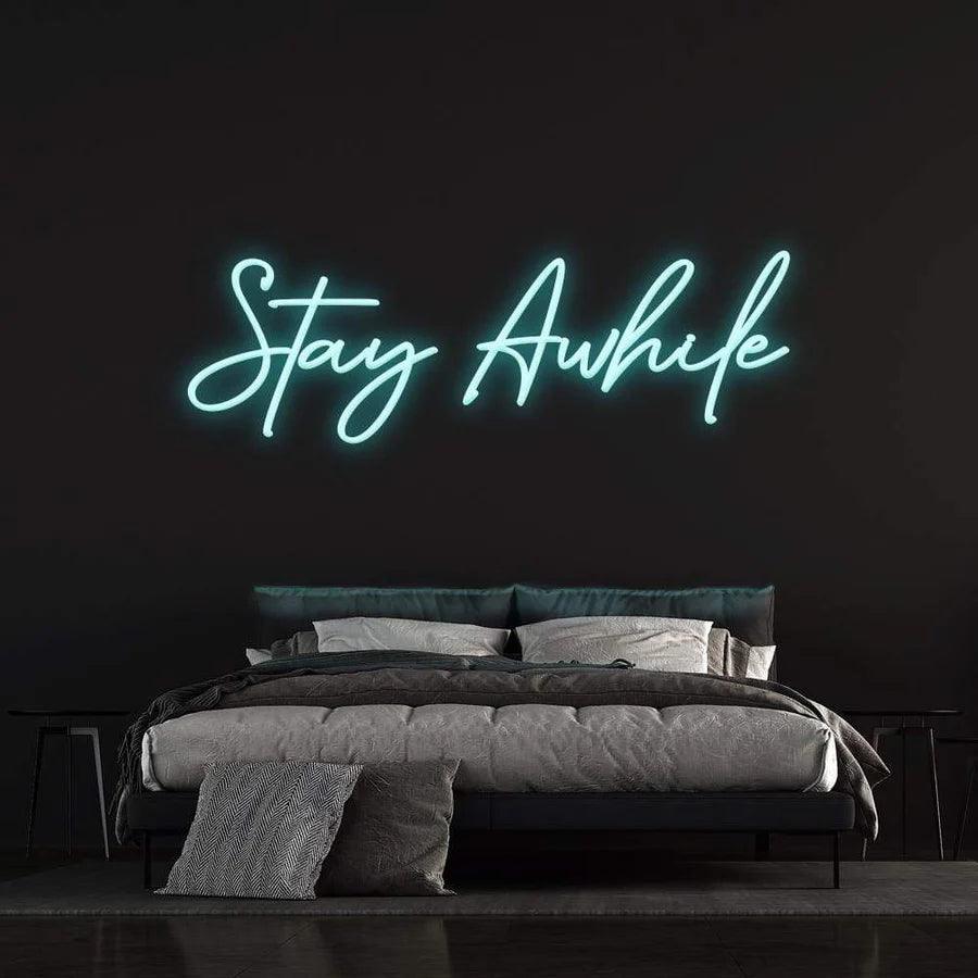 STAY AWHILE - LED NEON SIGN-Neonsigns-45 x 90 cm-Ice Blue-Neon Brothers