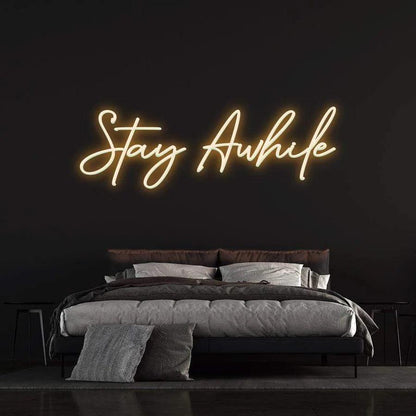 STAY AWHILE - LED NEON SIGN-Neonsigns-45 x 90 cm-Orange-Neon Brothers