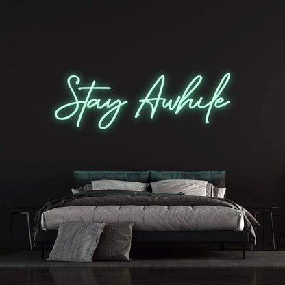 STAY AWHILE - LED NEON SIGN-Neonsigns-45 x 90 cm-Teal-Neon Brothers