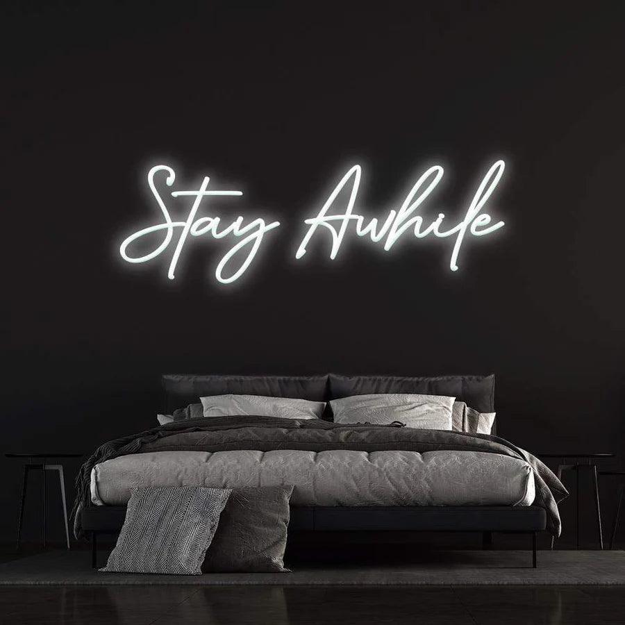 STAY AWHILE - LED NEON SIGN-Neonsigns-45 x 90 cm-White-Neon Brothers