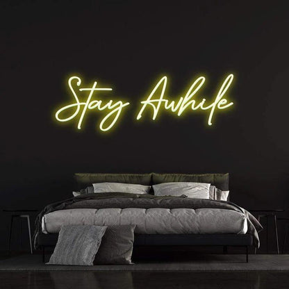 STAY AWHILE - LED NEON SIGN-Neonsigns-45 x 90 cm-Yellow-Neon Brothers