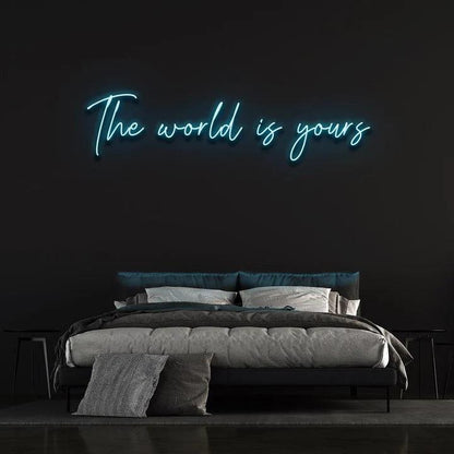 THE WORLD IS YOURS NEON SIGN-Neonsigns-Ice Blue-45 x 90 cm-Neon Brothers